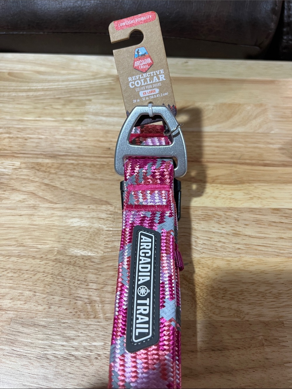 Arcadia trail Reflective Collar - Pink low light visibility XXL 20-32”
